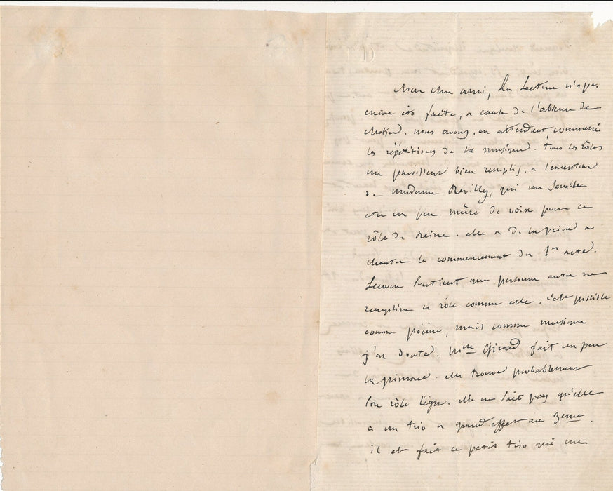 Félicien DAVID belle lettre autographe signée Le Saphir à Michel Carré