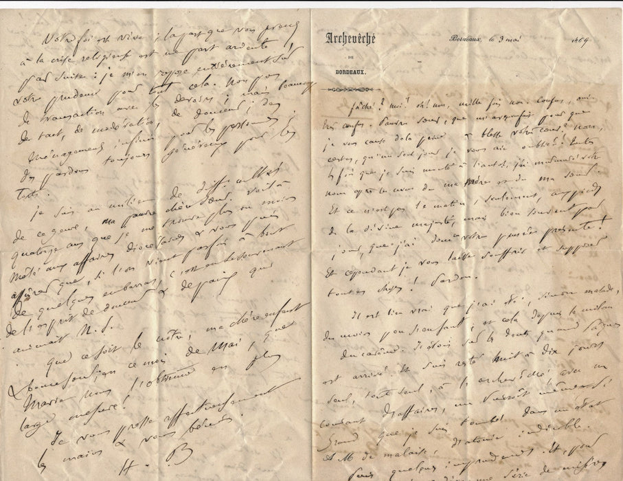 Religion Abbé Henri Bellot des Minières Bordeaux 3 lettres autographes signées