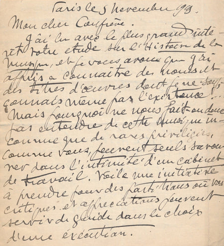 Stan GOLESTAN musique Roumain Lettre autographe signée Histoire musique Caudella