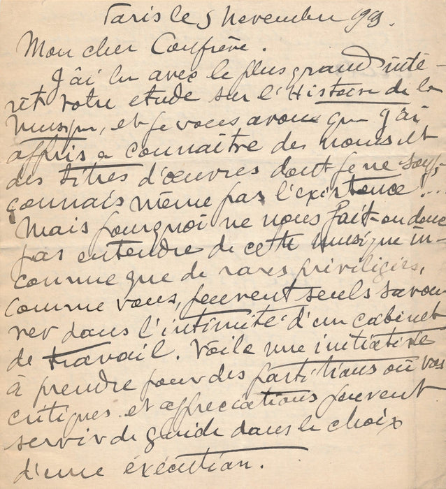 Stan GOLESTAN musique Roumain Lettre autographe signée Histoire musique Caudella