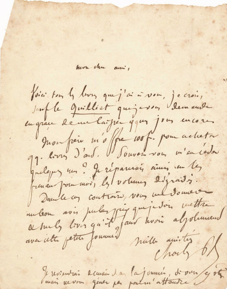 art Charles Blanc lettre autographe signée livres achat jeunesse quilliet