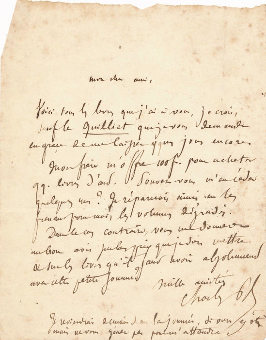 art Charles Blanc lettre autographe signée livres achat jeunesse quilliet