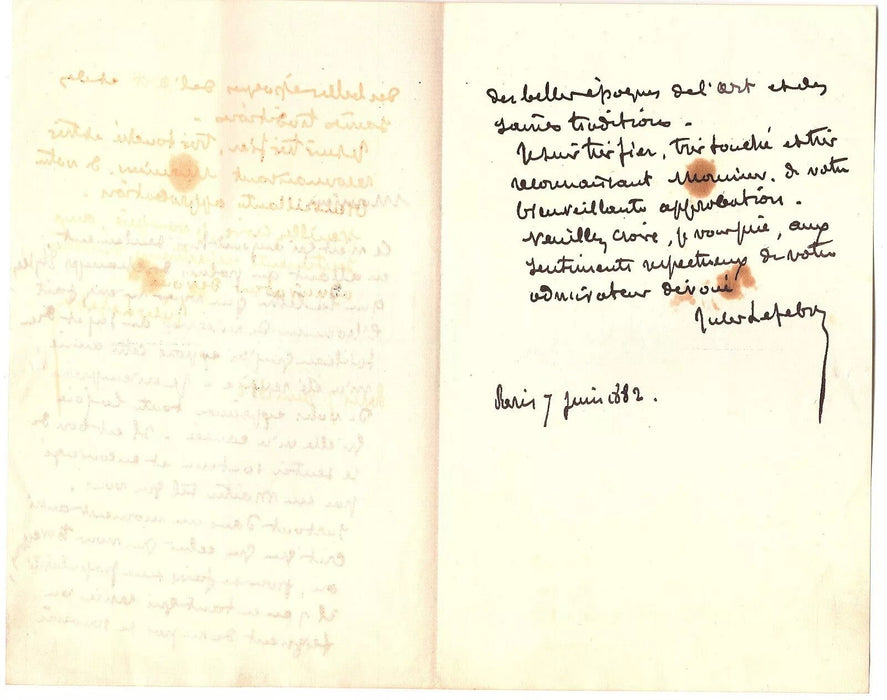 Jules LEFEBVRE peintre 5 lettres autographes signées écriture tradition son fils