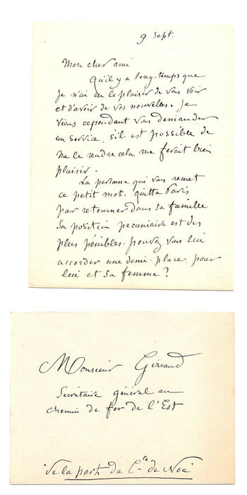 CHAM demande une place à tarif réduit pour un ami lettre autographe signée