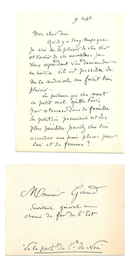 CHAM demande une place à tarif réduit pour un ami lettre autographe signée