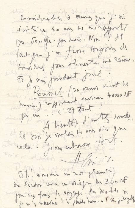 compositeur Henri Sauguet lettre autographe signée 1962 Louis Emié droits auteur