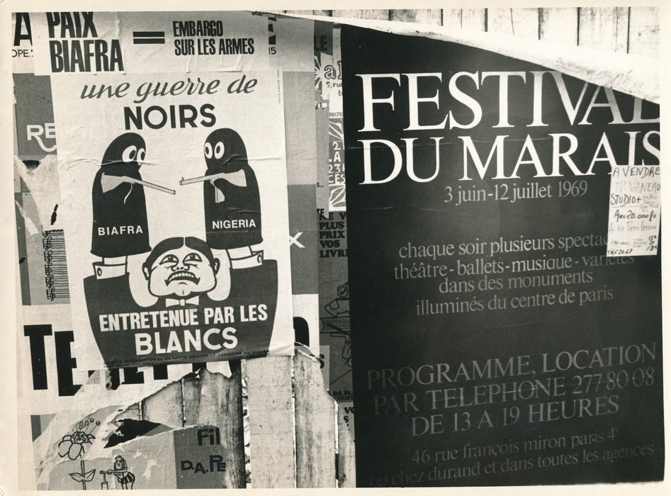 Paris mai 69 5 photos photographie époque affiche rue politique Poher anonyme