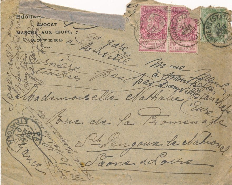 Anvers Edouard Van Lil avocat 2 lettres autographes signées Belgique livres