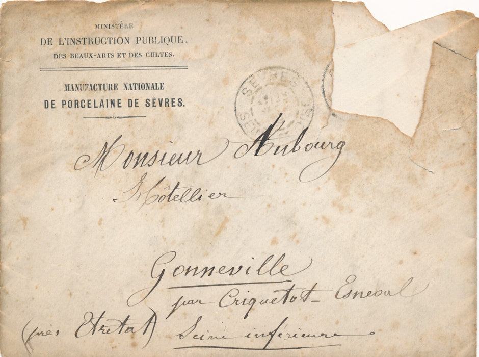 Théodore DECK céramiste objet collection lettre autographe Aubourg Gonneville