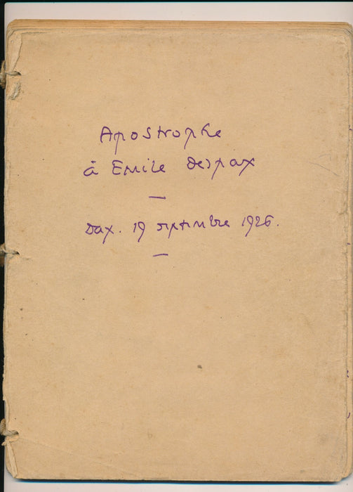 Thierry SANDRE à Emile DESPAX hommage manuscrit autographe signé 1926