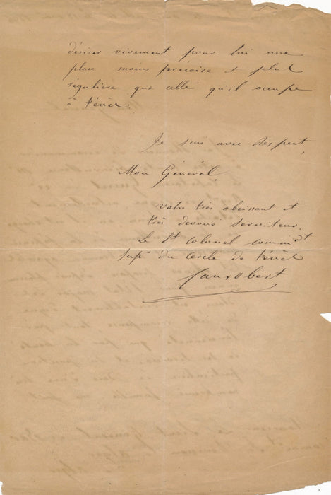 Algérie CANROBERT oued Allala Ténès lettre autographe signée recommandation