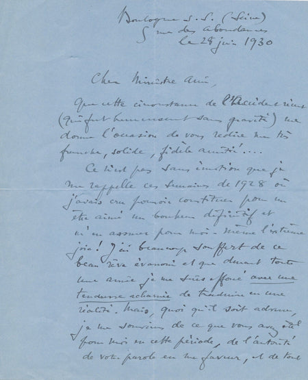 Jean BRUNHES a de lapeine géographe lettre autographe signée