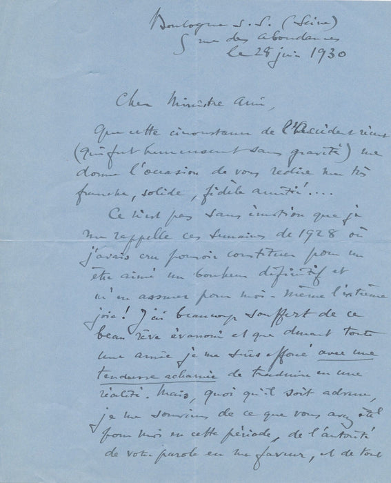 Jean BRUNHES a de lapeine géographe lettre autographe signée