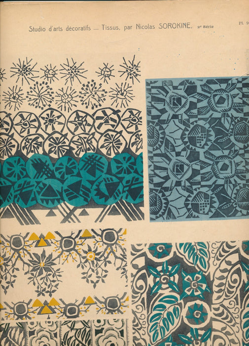 SOROKINE Broderies Tissus 2e série Arts décoratifs v. 1920 pochoir 52 motifs