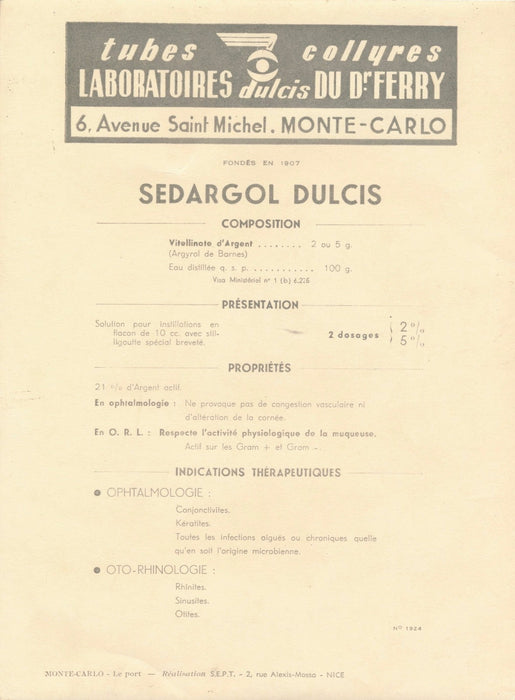 Monte Carlo photo argentique d'époque vers 1960 Docteur Ferry laboratoires