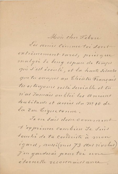 Amédée ARTUS chef orchestre compositeur Lettre autographe signée à F. Febvre