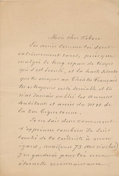 Amédée ARTUS chef orchestre compositeur Lettre autographe signée à F. Febvre