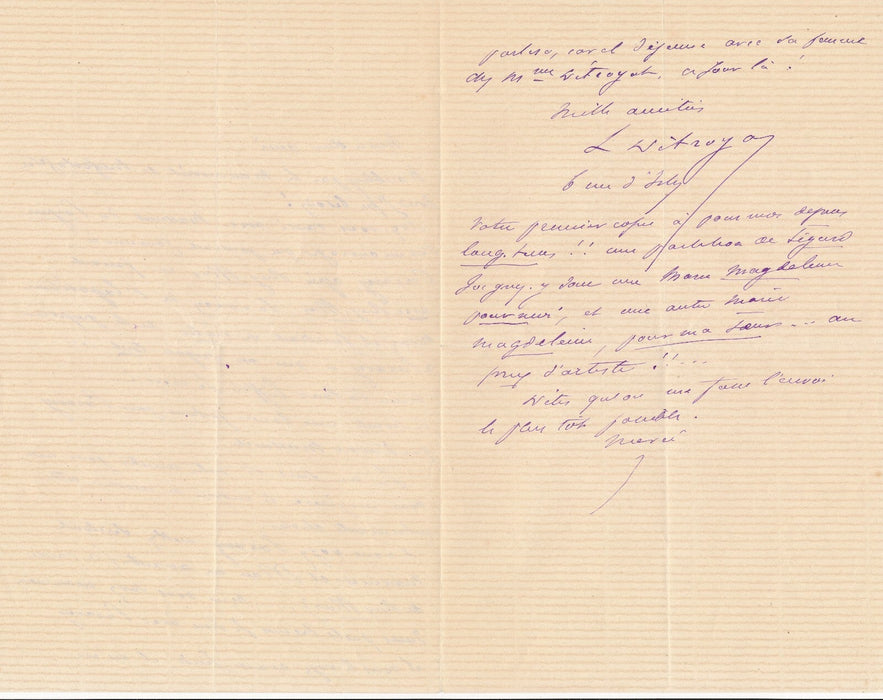 2 lettres autographes signées Léonce DÉTROYAT propose un nouveau ballet Massenet