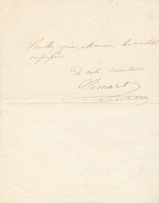 Pierre SIMART sculpteur Aude défend Jeanson lettre autographe signée