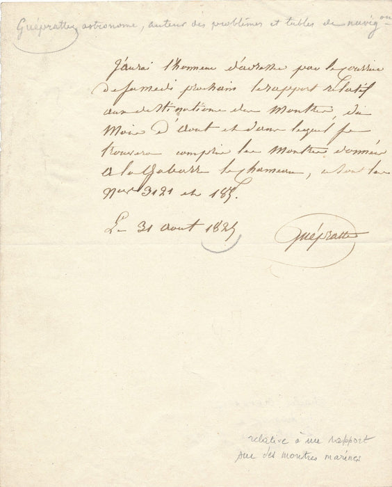 Charles Guépratte  montre marine lettre autographe signée chameau navire