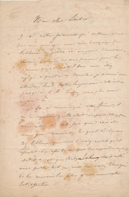 art peintre Charles Jacque lettre autographe signée ami peintre Antonin Richard