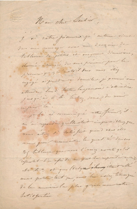 art peintre Charles Jacque lettre autographe signée ami peintre Antonin Richard