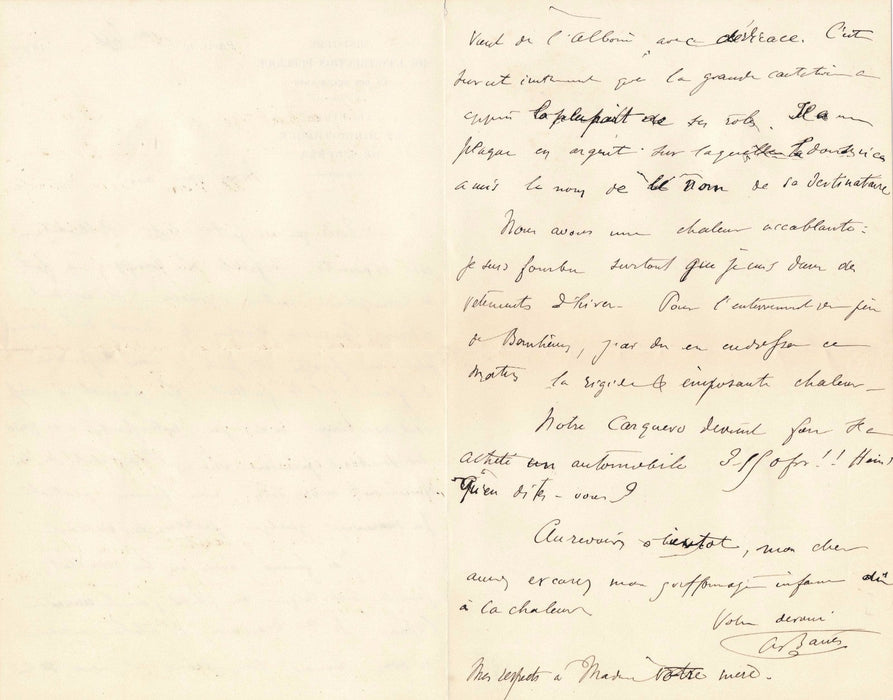 Marimon Antoine Banès bibliothèque Opéra 3 lettres autographes Alboni piano