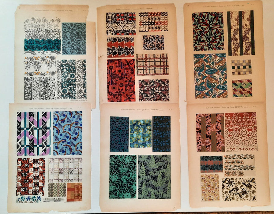 SOROKINE Broderies Tissus 2e série Arts décoratifs v. 1920 pochoir 52 motifs