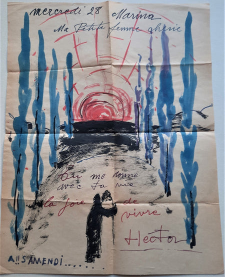 Héctor SGARBI 2 lettres amour illustrées peintre sculpteur uruguayen Uruguay