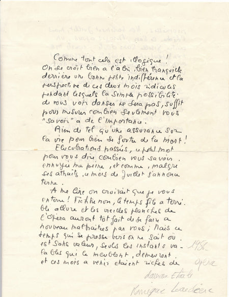 Monique LOUDIÈRES danseuse étoile belle lettre autographe signée danse