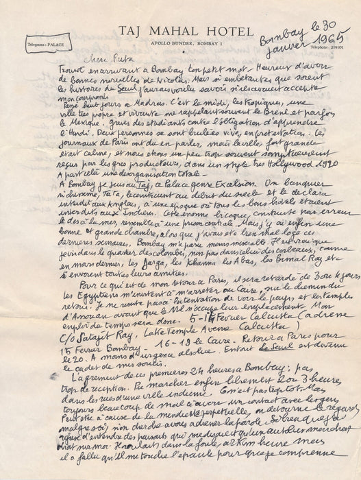 Georges SADOUL son travail ses voyages en Inde son amour pour sa femme 5 lettres