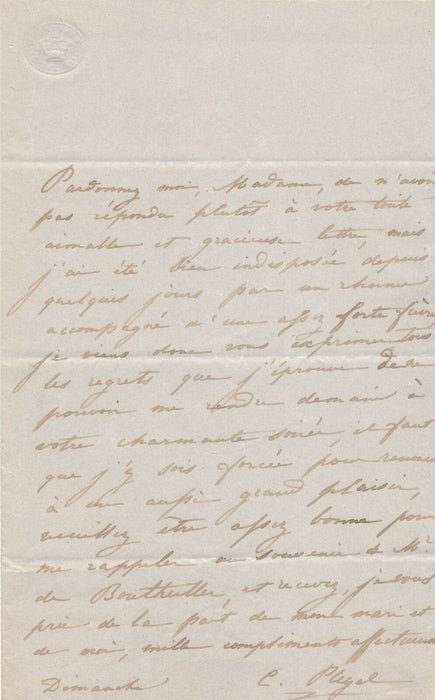 Marie PLEYEL 3 lettres autographes signées à Louise BOUTEILLER