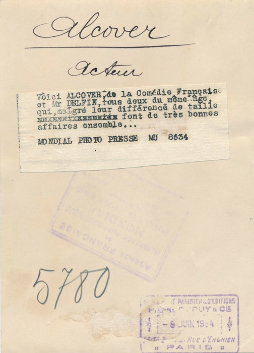 Pierre ALCOVER, Comédie Française, 1934 nain photo photographie époque TOL