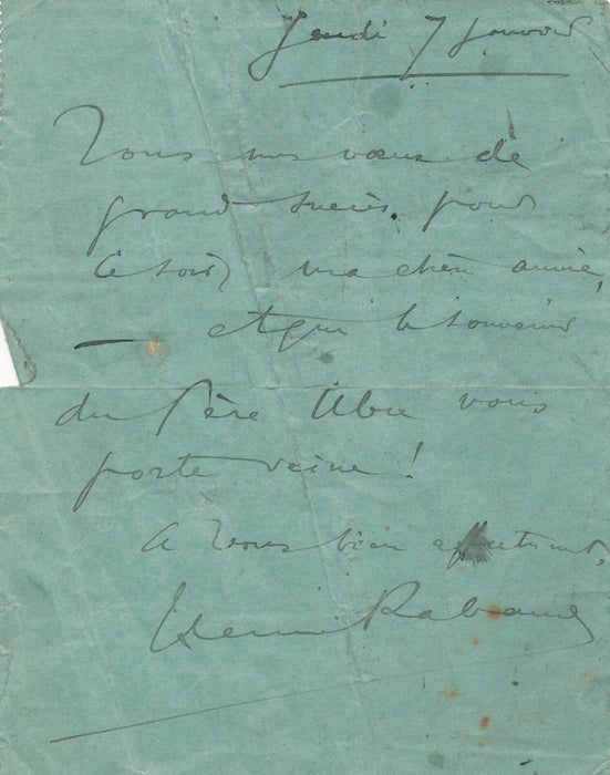 Henri RABAUD que le souvenir du Père Ubu vous porte veine ! à Madeleine BARJAC