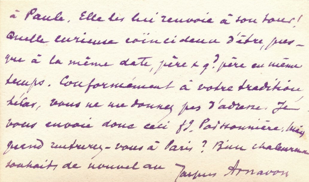 Jacques ARNAVON diplomate lettre autographe signée concours ministere étrangeres
