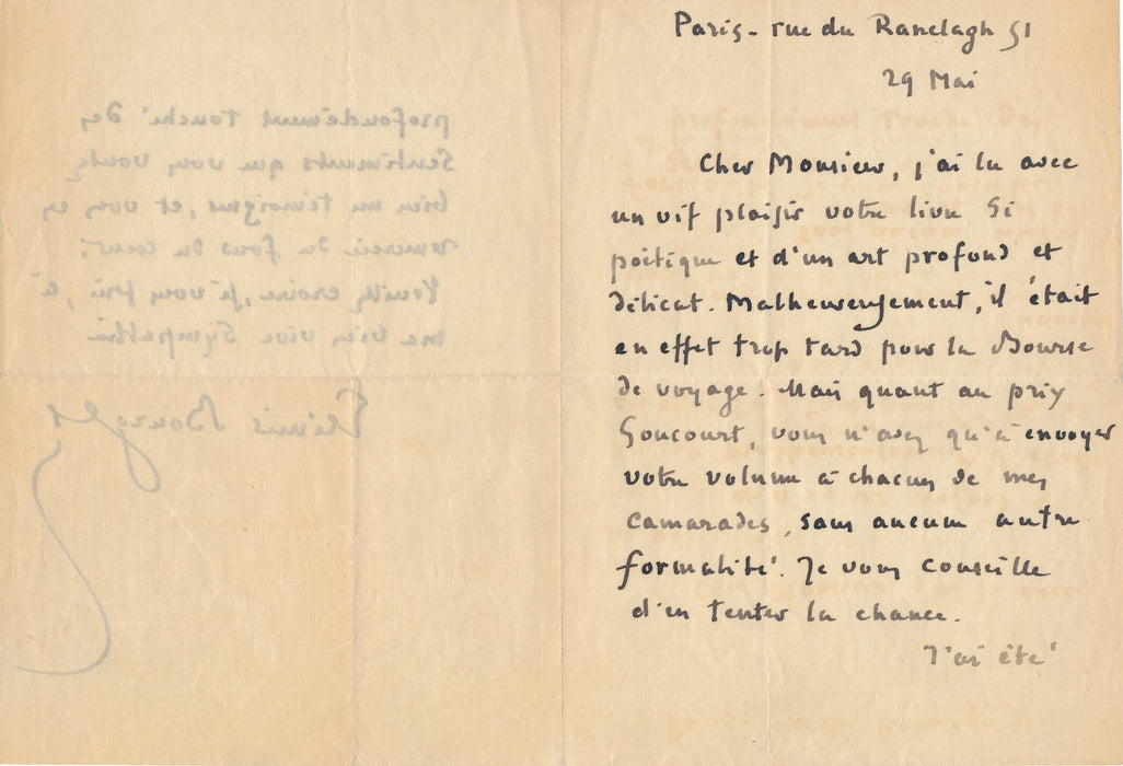 Elemir Bourges 2 lettres autographes signées choses incohérentes ! Goncourt