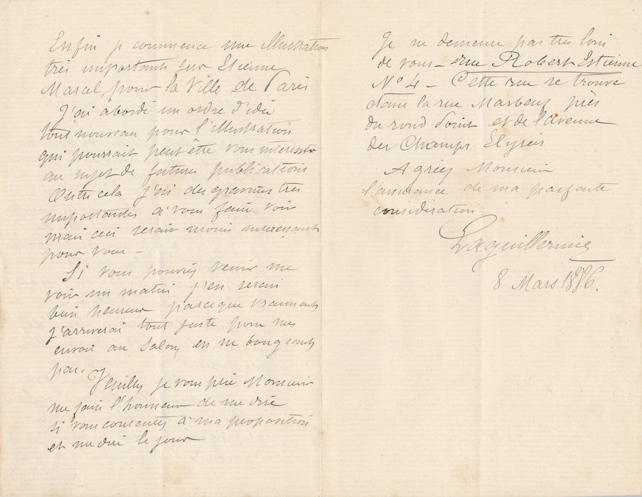  Auguste LAGUILLERMIE graveur lettre autographe signée Launette éditeur Jouaust 