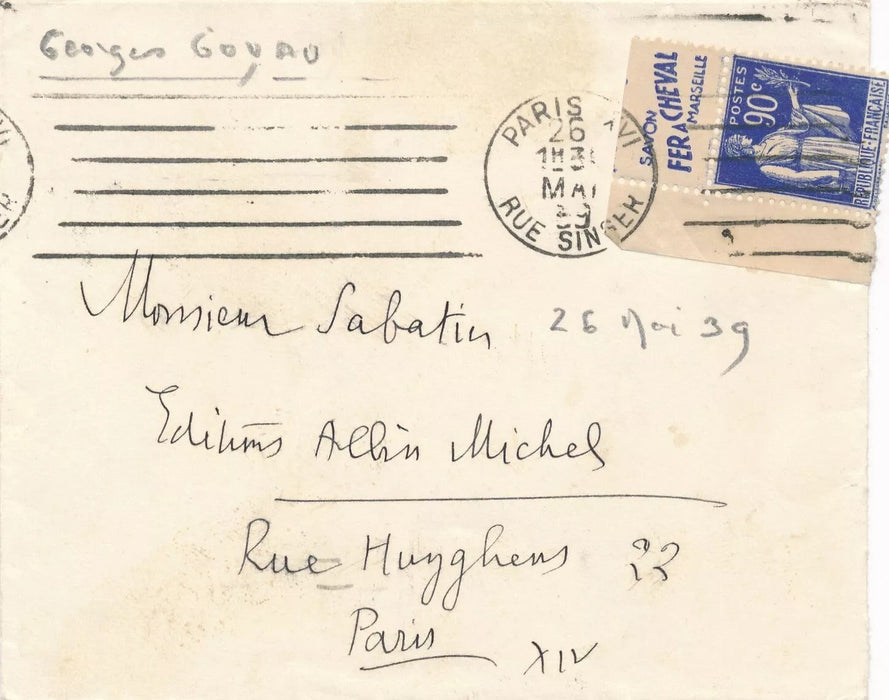 Georges Goyau 2 lettres autographes à A. Sabatier Benoît Méchin M. Sothern