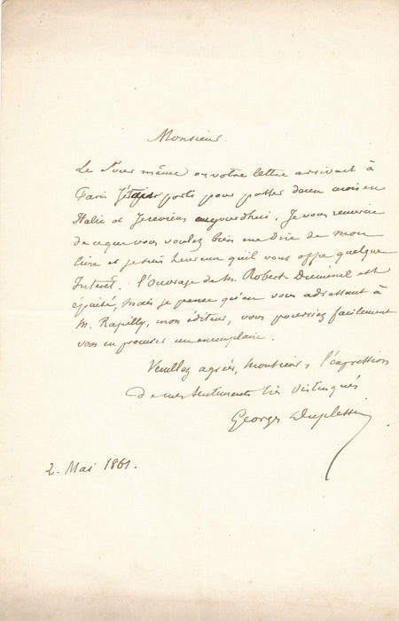 Georges DUPLESSIS 2 lettres autographes signées Hamilton Gavin et Lady