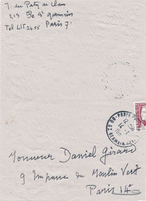 Jacques de PATY DE CLAM peintre 7 lettres autographes graveur DANIEL-GIRARD