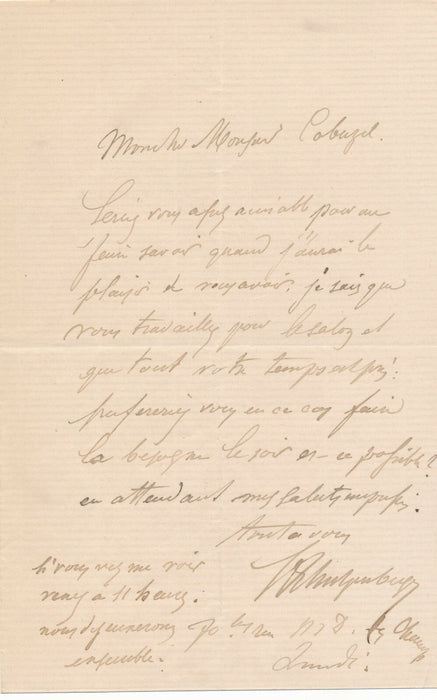 Louis Frédéric SCHÜTZENBERGER au peintre Hector CABUZEL lettre autographe signée