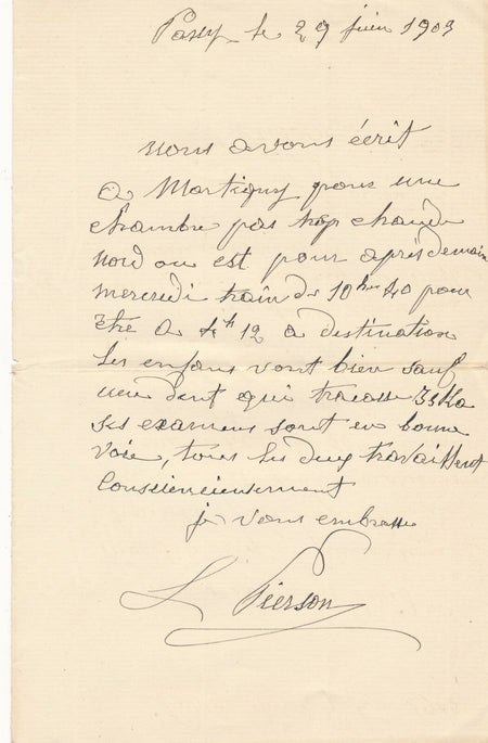Pierre Louis PIERSON (1822-1913), photographe lettre autographe signée âgé
