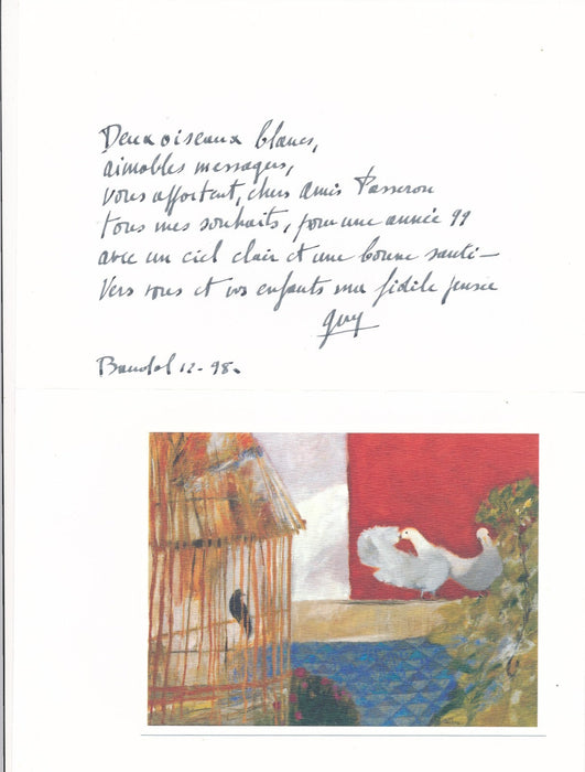 Guy BARDONE 2 lettres autographe santé René Genis poême voeux Bandol 1998