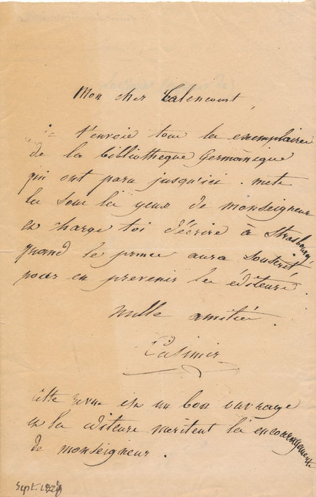 Casimir DELAVIGNE bibliothèque germanique duc d'Orléans lettre autographe signée