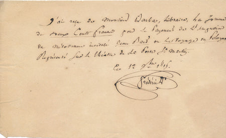 Frédéric DUPETIT-MÉRÉ reçu autographe signé Jean Bart ou le voyage en Pologne