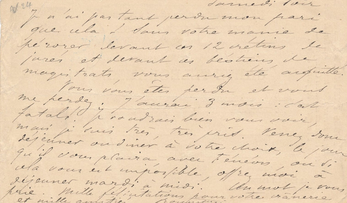 Paul BONNETAIN à Louis Desprez procès naturalisme lettre autographe signée