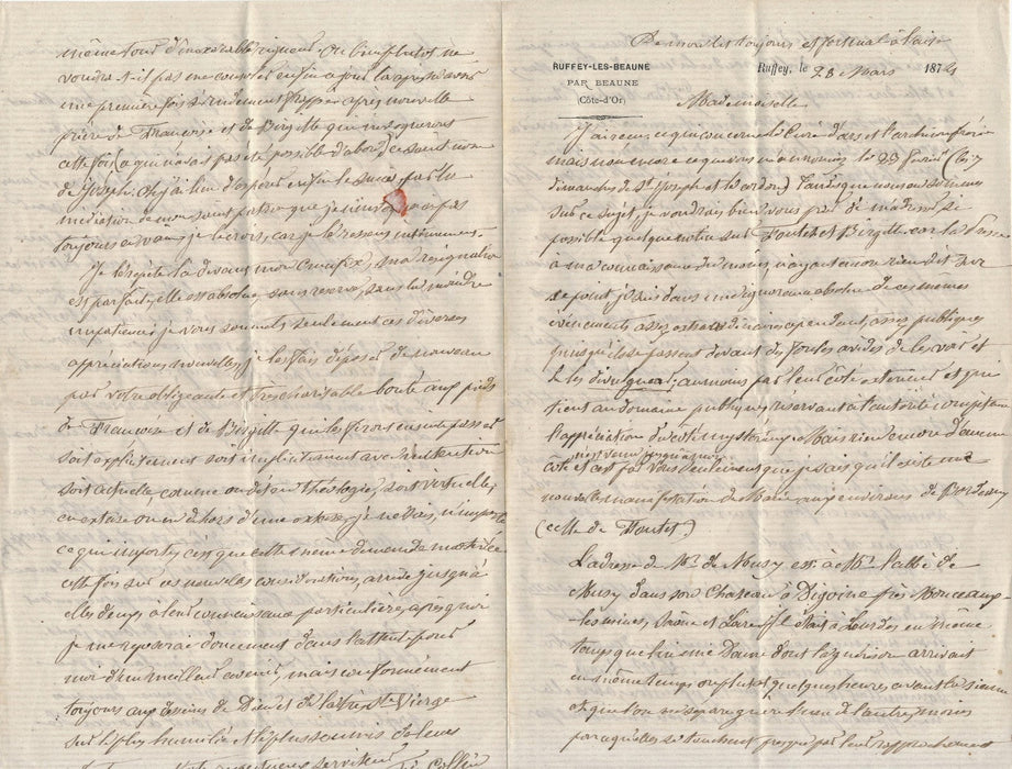 Curé de Ruffey-les-Beaume, abbé Collin Religion 7 lettres autographes signées