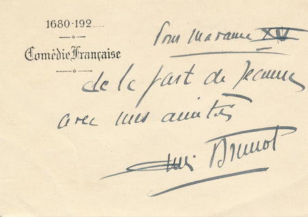 André BRUNOT Comédie Française carte autographe signée 