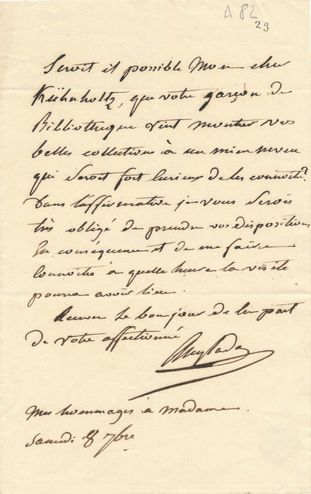 Joseph ANGLADA chimiste Montpellier Lettre autographe signée KUHNHOLTZ 