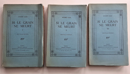 André Gide Si le grain ne meurt édition originale numérotée 3 volumes 1924